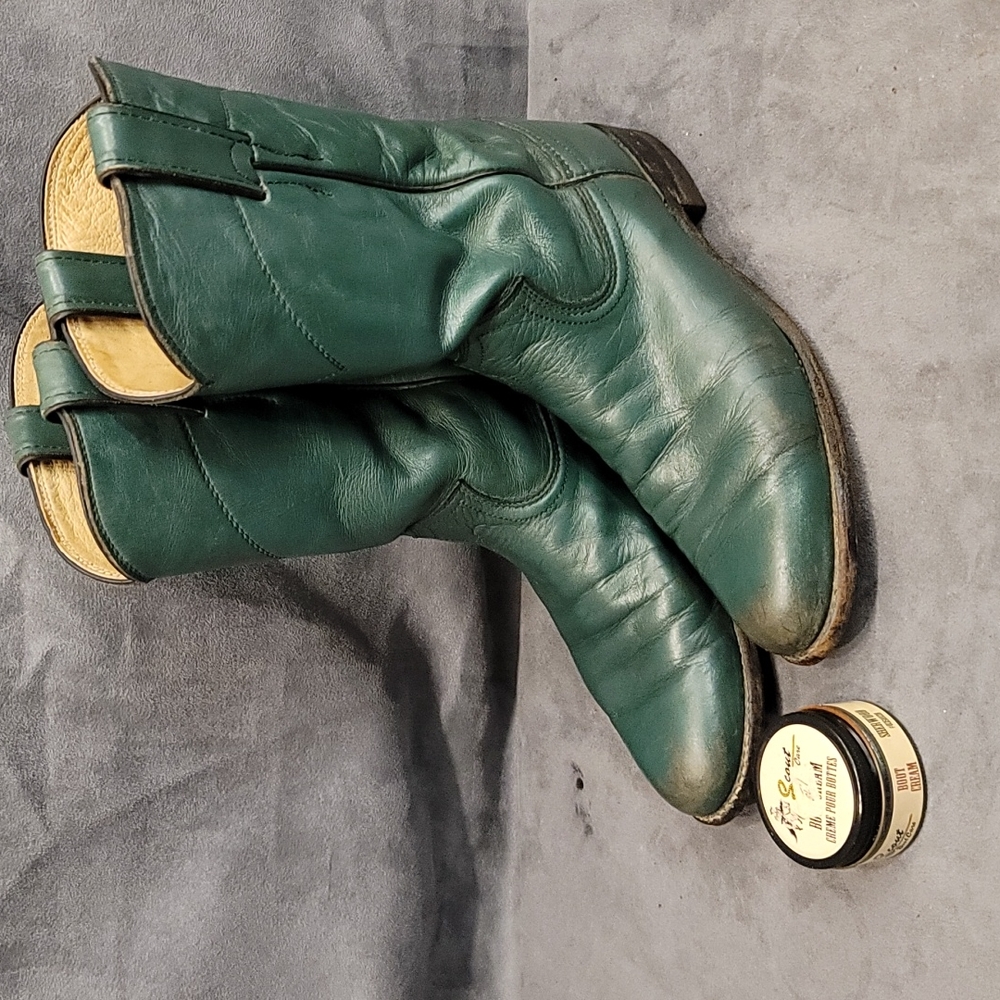 Vintage 80's Justin Cowboy Boots Green
